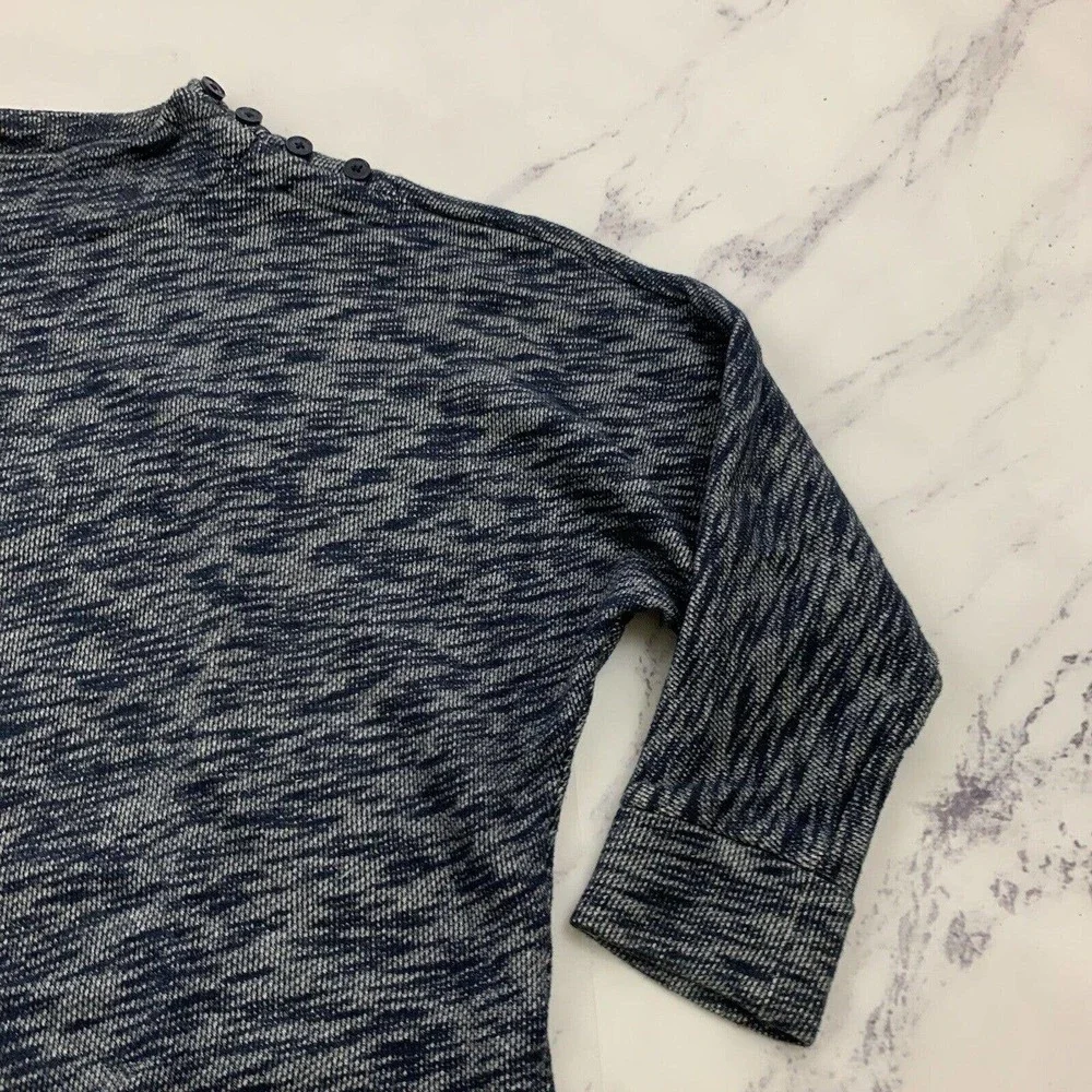 Point Sur J.Crew Dolman Sleeve Mock Neck Sweater Size M Heather Blue Pullover